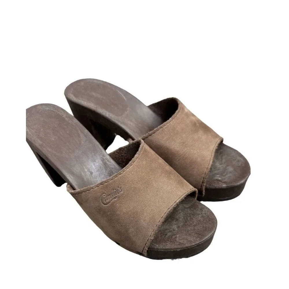 Vintage 1980's Candies Original Sandals High Heels Slides Brown Womens Size 6.5 - Picture 4 of 8